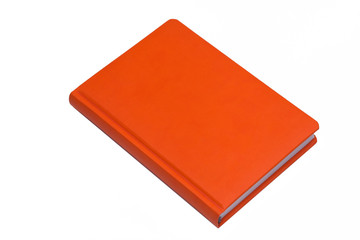 Orange notebook isolated on a white background. Top view
