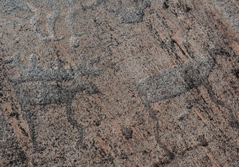 Ancient rock paintings, petroglyphs in a natural park