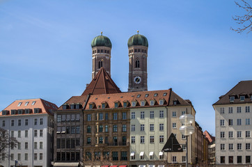 Fototapeta na wymiar Frauenkirche in centre of Munich, Germany.