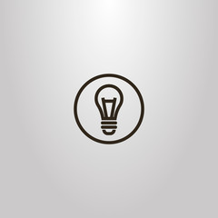 black and white simple vector line art sign bulb in a round frame