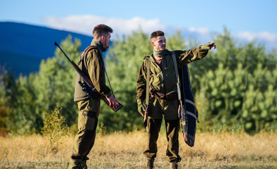 Gamekeepers sunny fall day. Hunting with partner provide greater safety fun and rewarding....