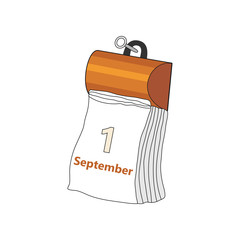 Calendar symbol on white background 3d paper the first september