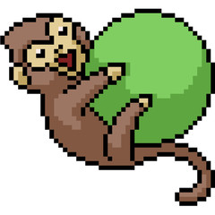 Fototapeta premium vector pixel art monkey play ball
