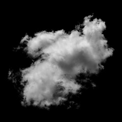 White fluffy clouds in the black sky background