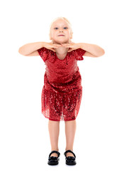 The little girl is full-length.