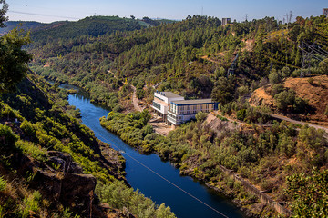 Fototapeta na wymiar Electric Dam Control Station View from the Top in Portugal