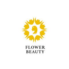 Petals flower beauty logo icon simple with woman silhouette abstract symbol