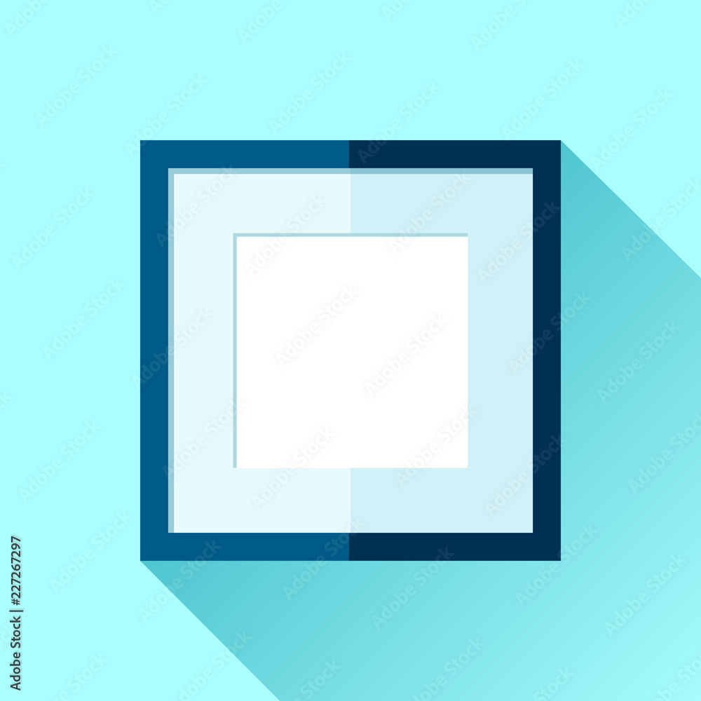 Poster simple squre frame in flat style. blue frame on color background. vector design object