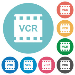 VCR movie standard flat round icons