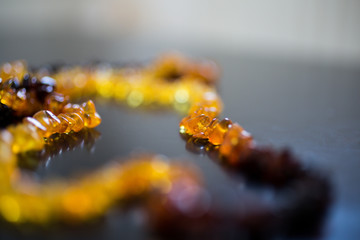 baltic amber beads color range gradient macro shot