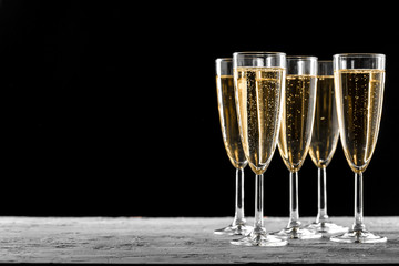 Many glasses of champagne