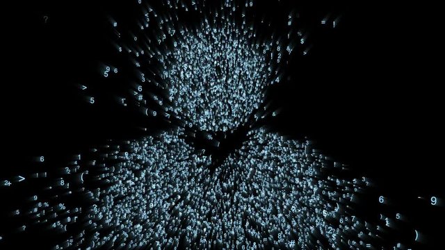 The logo of a person in the digital space, animation consists of a stream of numbers and symbols