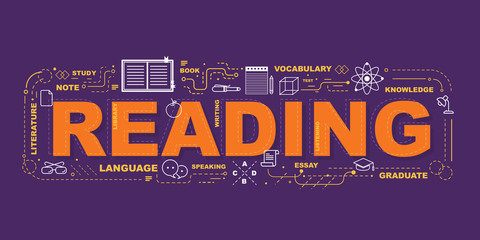 Design Concept Of Word READING Website Banner.