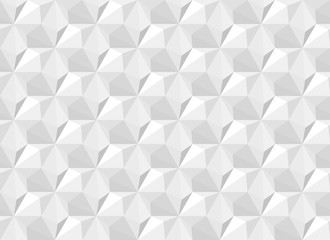 Hexagons and Triangles Seamless Pattern. Vector Geometric Abstract Background. Monochrome White Color