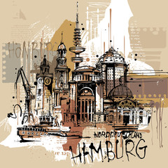 Hamburg Skyline - obrazy, fototapety, plakaty