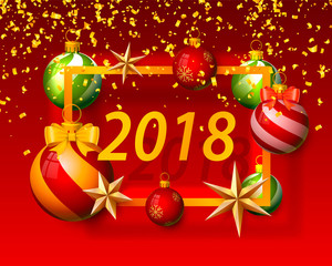 Merry Christmas and happy new year 2018, vector background, design