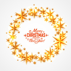 Fototapeta na wymiar Merry Christmas and happy new year stars circle, vector background, design