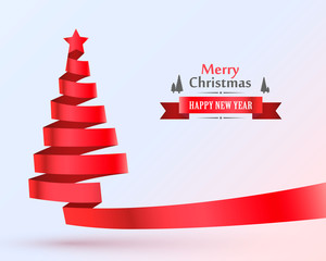 Christmas tree tape design banner. Vector illustration