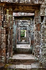 Ancient doors in a temple in Angkor Thom, Siem Reap, Cambodia