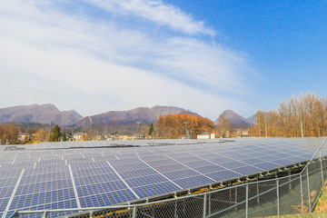  Solar power panels ,Photovoltaic modules for innovation green energy for life with blue sky...