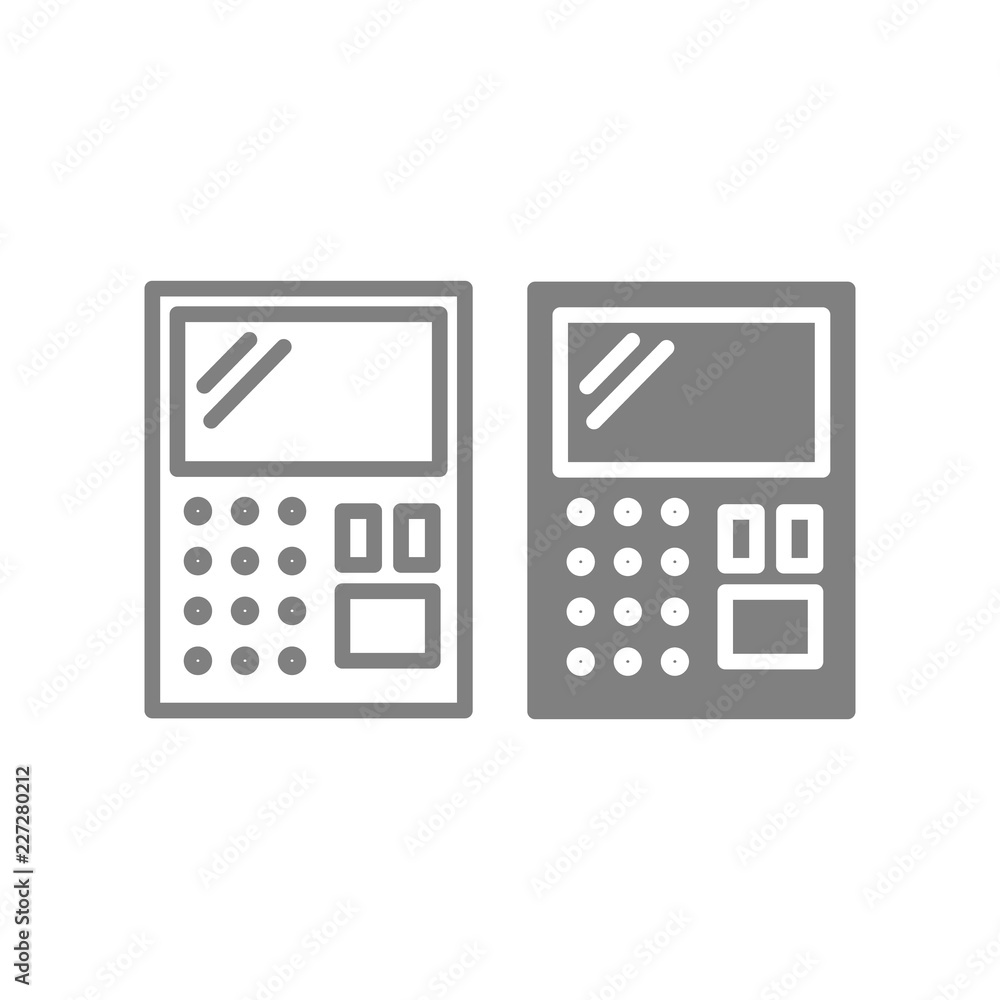 Poster calculator line and glyph icon. accounting vector illustration isolated on white. calculate outline 
