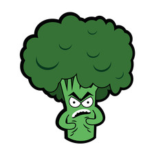 Angry broccoli character illustration