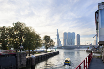 Early morning water taxi in Rotterdam