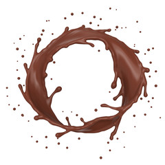 Chocolate Splash Ring on White Background