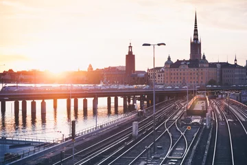 Rolgordijnen Cityscape of Stockholm with bridges © evannovostro