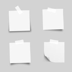 Set of white paper stickers