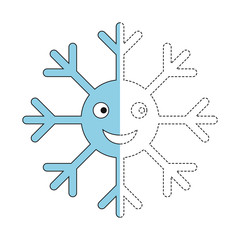 drawing worksheet for preschool kids with easy gaming level of difficulty. Simple educational game for kids. Illustration of snowflake for toddlers