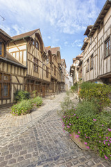 Half-timbered houses at the old town of Troyes, France