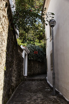 Streets of Herceg Novi. Alley in Montenegro. 
