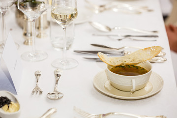 Lovely table setting in a restaurant