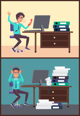 Shouting Businessman in Office Vector Illustration