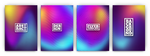 Colorful flyer template set - minimal cover designs - abstract geometric backgrounds with wavy lines