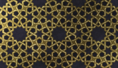 Islamic decorative pattern with golden artistic texture.