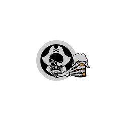 Skull Pirates Beer Wine Abstract Illustration Character Logo Design Template Element Vector