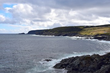 Fototapeta na wymiar landscape along the Killick Coast, coastline at Pouch Cove, Avalon Peninsula, NL Canada 