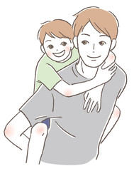 おんぶ　子供と父親