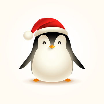 Christmas Cute Little Penguin with Santa’s Cap.