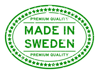 Fototapeta premium Grunge green premium quality made in Sweden oval rubber seal stamp on white background