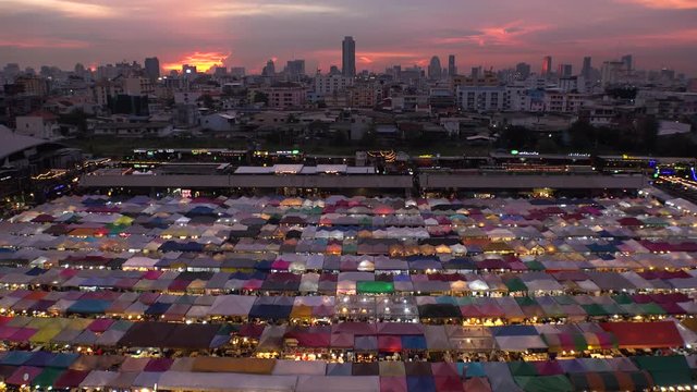 BANGKOK,  THAILAND - CIRCA OCTOBER 2018 : View of RATCHADA ROT FAI NIGHT MARKET.