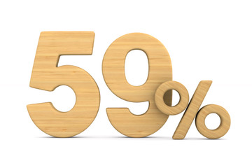 fifty nine percent on white background. Isolated 3D illustration