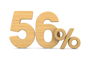 fifty six percent on white background. Isolated 3D illustration