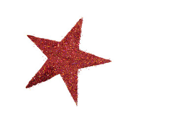 Fototapeta na wymiar Red Glitter Star Christmas Decoration