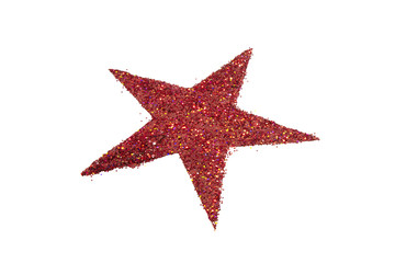 Fototapeta na wymiar Glitter Red Glitter Star Christmas Decoration