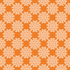 Orange bright floral seamless pattern