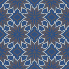 Seamless floral pattern. Dark blue background with flower designs