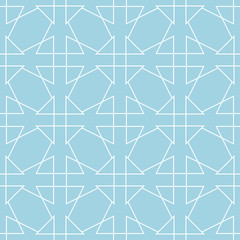 Navy blue and white geometric ornament. Seamless pattern